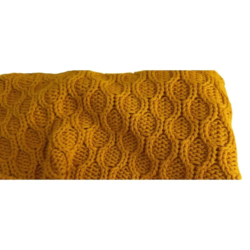 Safavieh Gold Waffle Knit Texture Cotton Throw Pillow 26 x 26 New